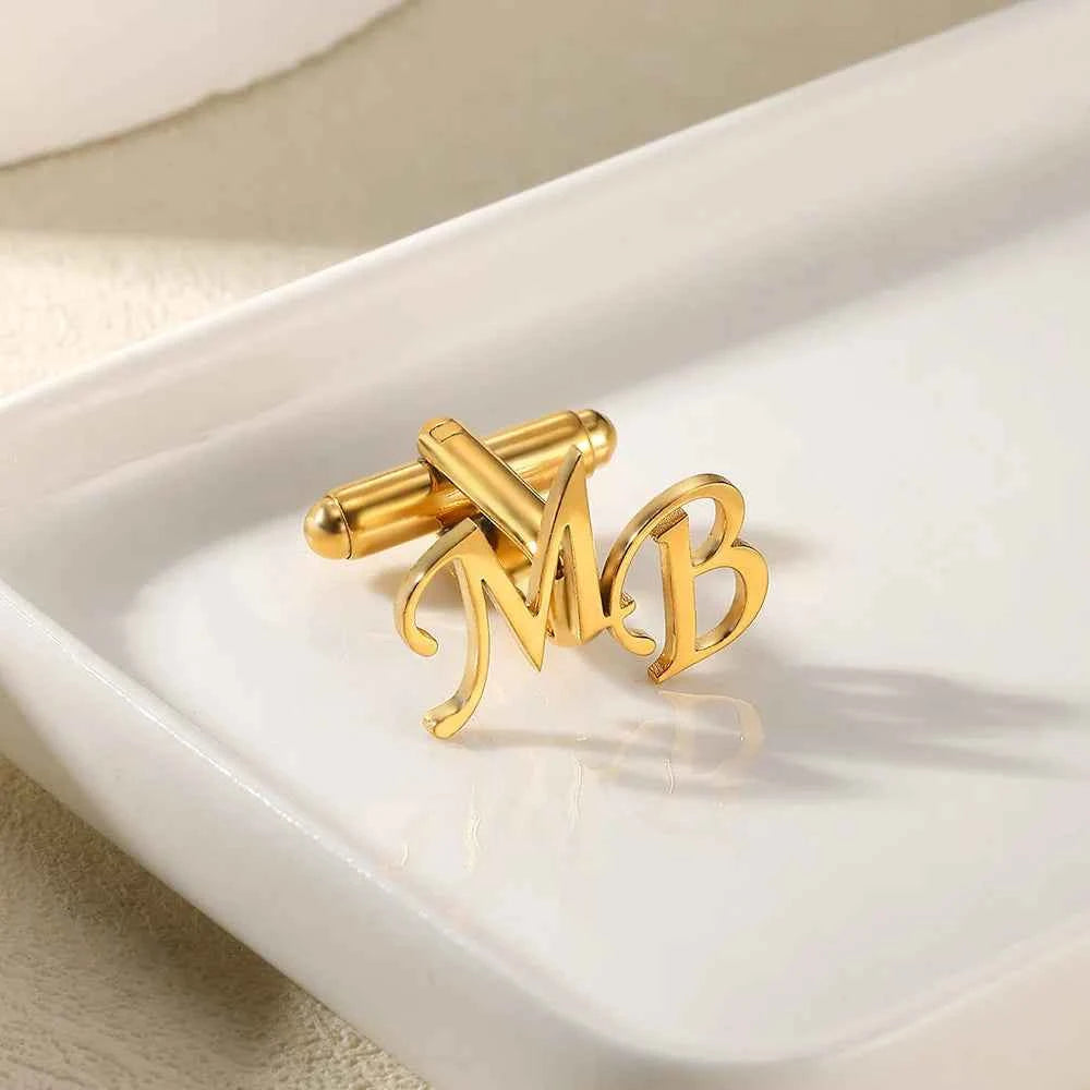 Customized Initial Letter Cufflinks - Groom Wedding Jewelry