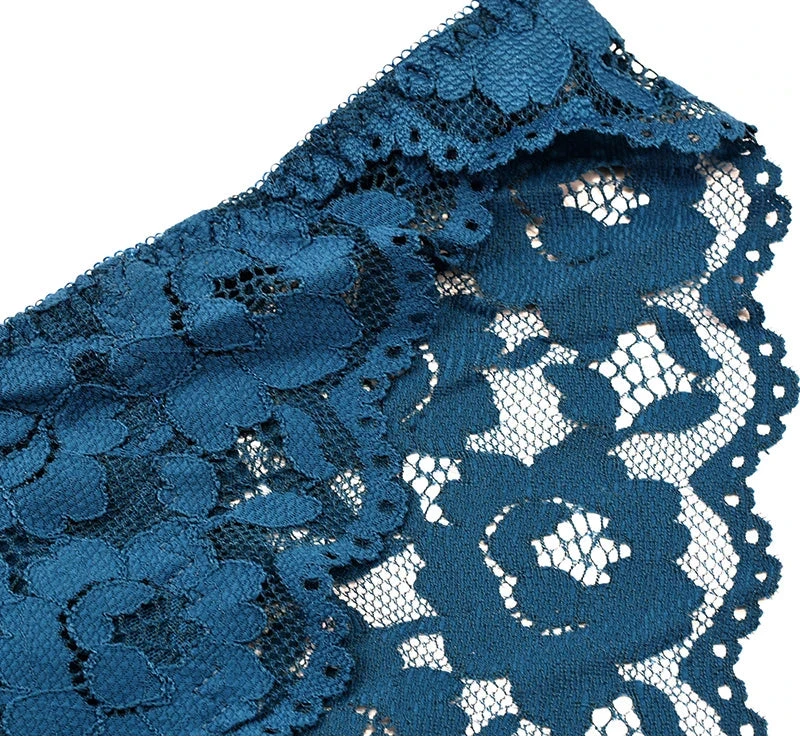 Embroidered Lace Brief Trio - Purple, Blue & Black