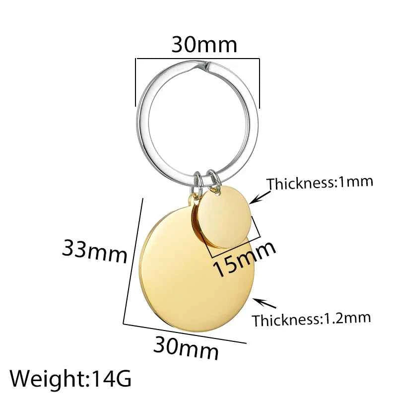 Personalized Engrave Name Date Keychain - Square Round