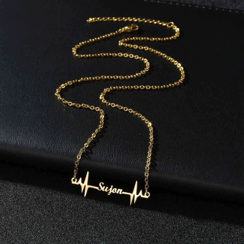 Custom Name Heartbeat Necklace - Pendant