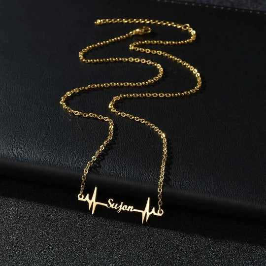 Custom Name Heartbeat Necklace - Pendant