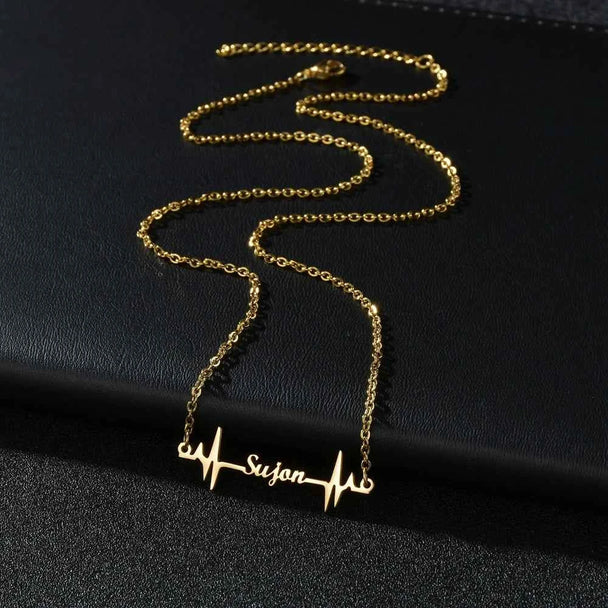 Custom Name Heartbeat Necklace - Pendant