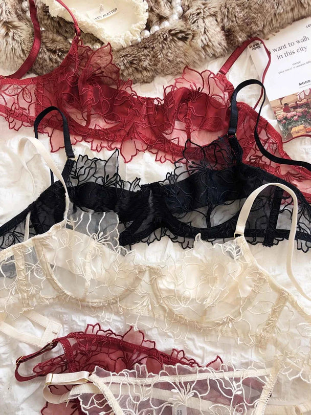 French Embroidery Bra Set
