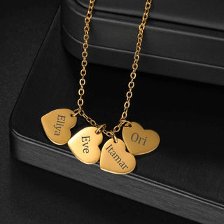 Personalized Name Heart Engrave Letter Necklace - Mother Kids