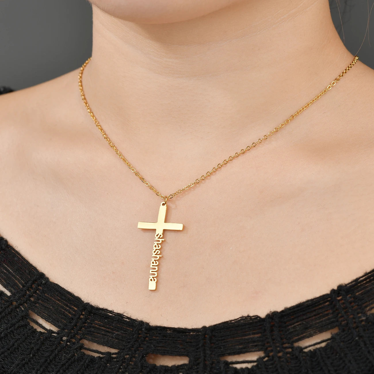Personalized Name Cross Necklace - Zircon Pendant - SHOPPERS' CASTLE