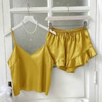 Satin Chemise Shorts Pajama Set - SHOPPERS' CASTLE