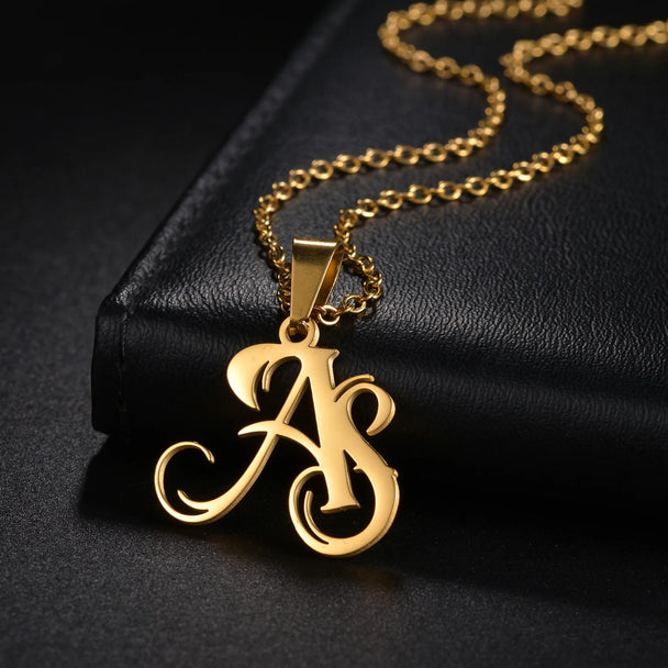 Personalized 2 Big Letter Necklace - Link Chain Pendant - SHOPPERS' CASTLE