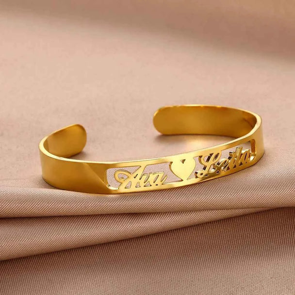 Customized Name Open Bangle - Hip Hop Style