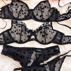 Ultra-Thin Transparent Push-Up Bra & Thong Set with Hearts