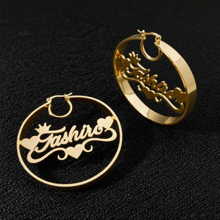 Custom Name 50mm Hoop Earrings - Hollow Letters - SHOPPERS' CASTLE