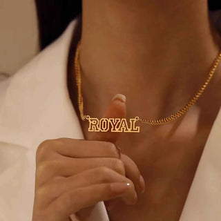 Custom Name Flat Chain Nameplate Necklace - Girlfriend Gift