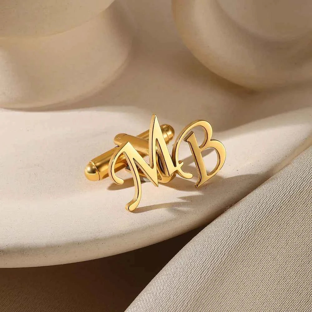 Customized Initial Letter Cufflinks - Groom Wedding Jewelry