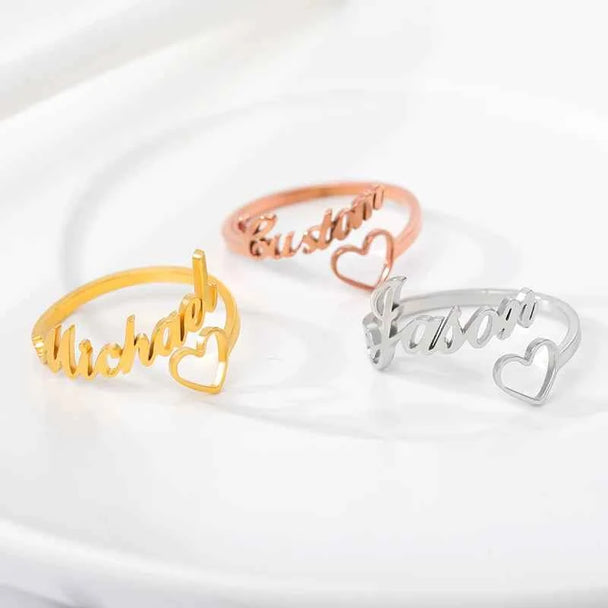 Custom Name Ring with Multiple Patterns - Adjustable