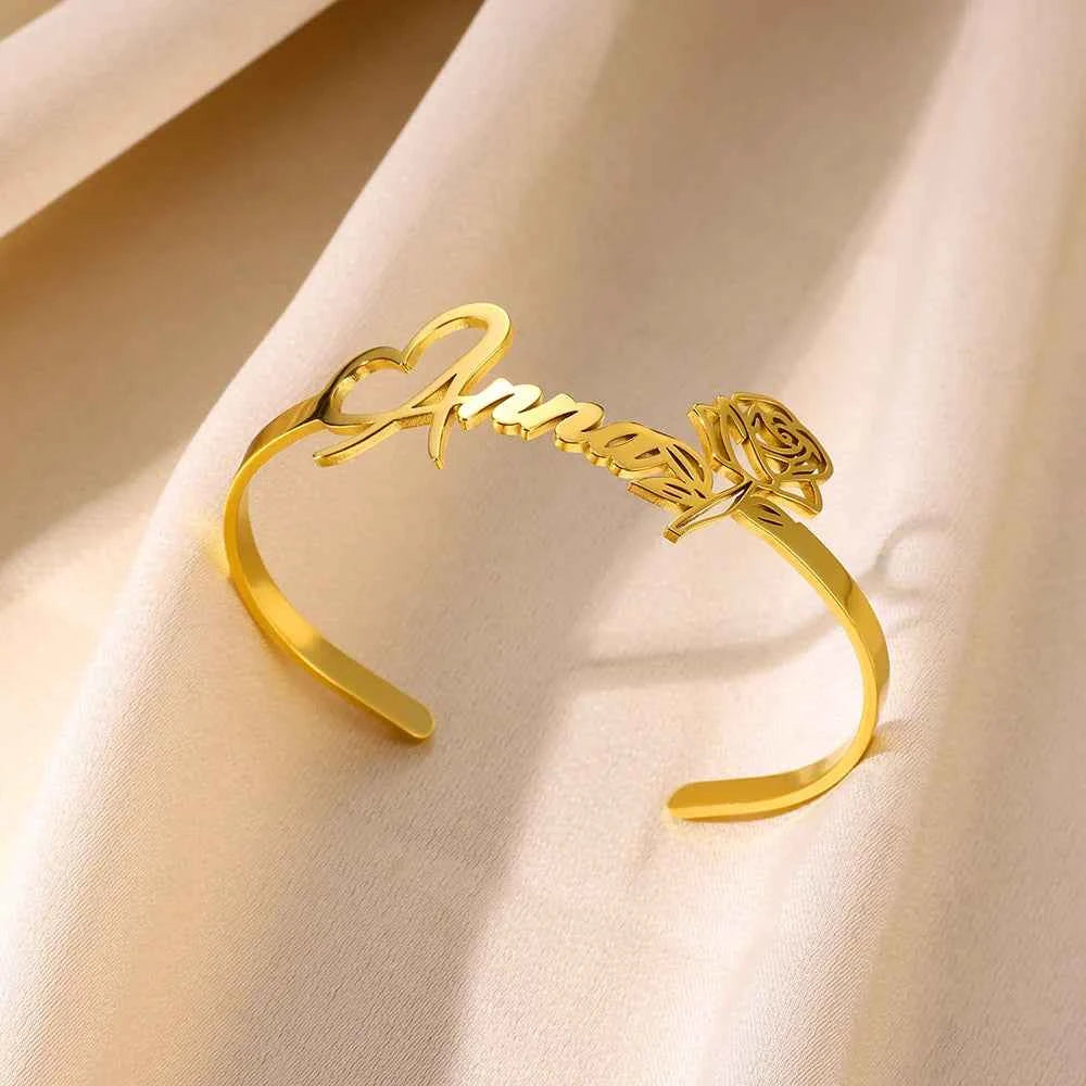 Custom Rose Name Geometric Bracelet