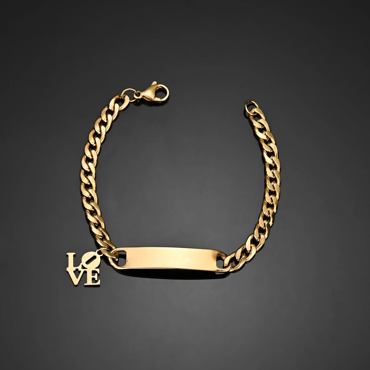 Engrave Name Cross Heart Bracelet - Adjustable Cuban Chain - SHOPPERS' CASTLE