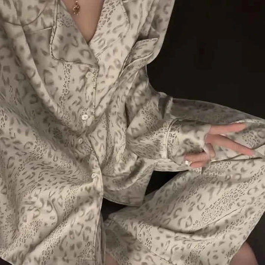 Gray Leopard Pajama Set