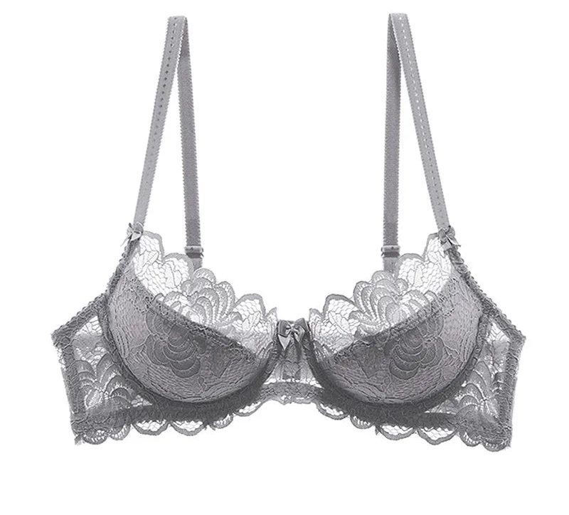 Hollow-Out Embroidered Bra - Plus Size - SHOPPERS' CASTLE