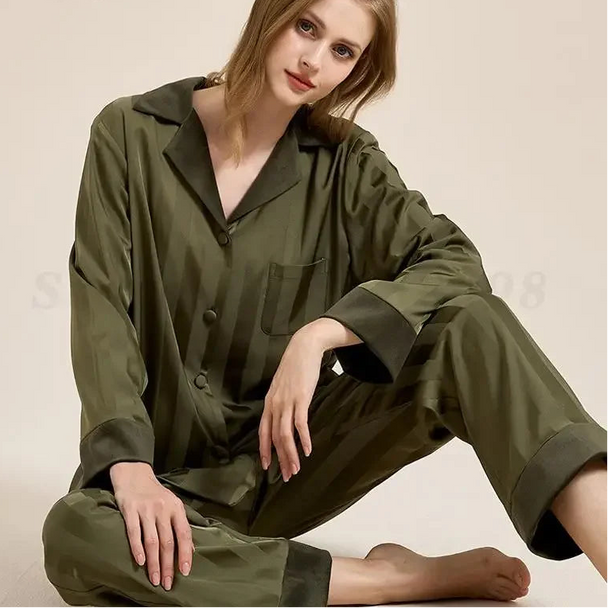 Striped Long Sleeve Pajama Set - SHOPPERS' CASTLE