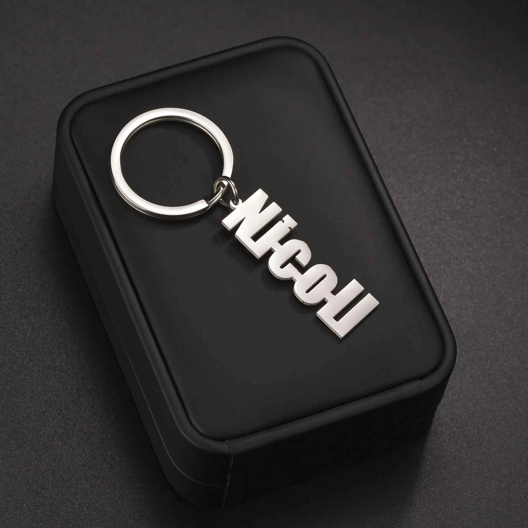 Personalized Name Fashion Keyring - Letter Nameplate Pendant