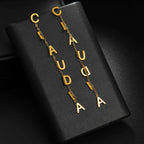 Custom Name Stud Earrings with Chain - Star & Heart