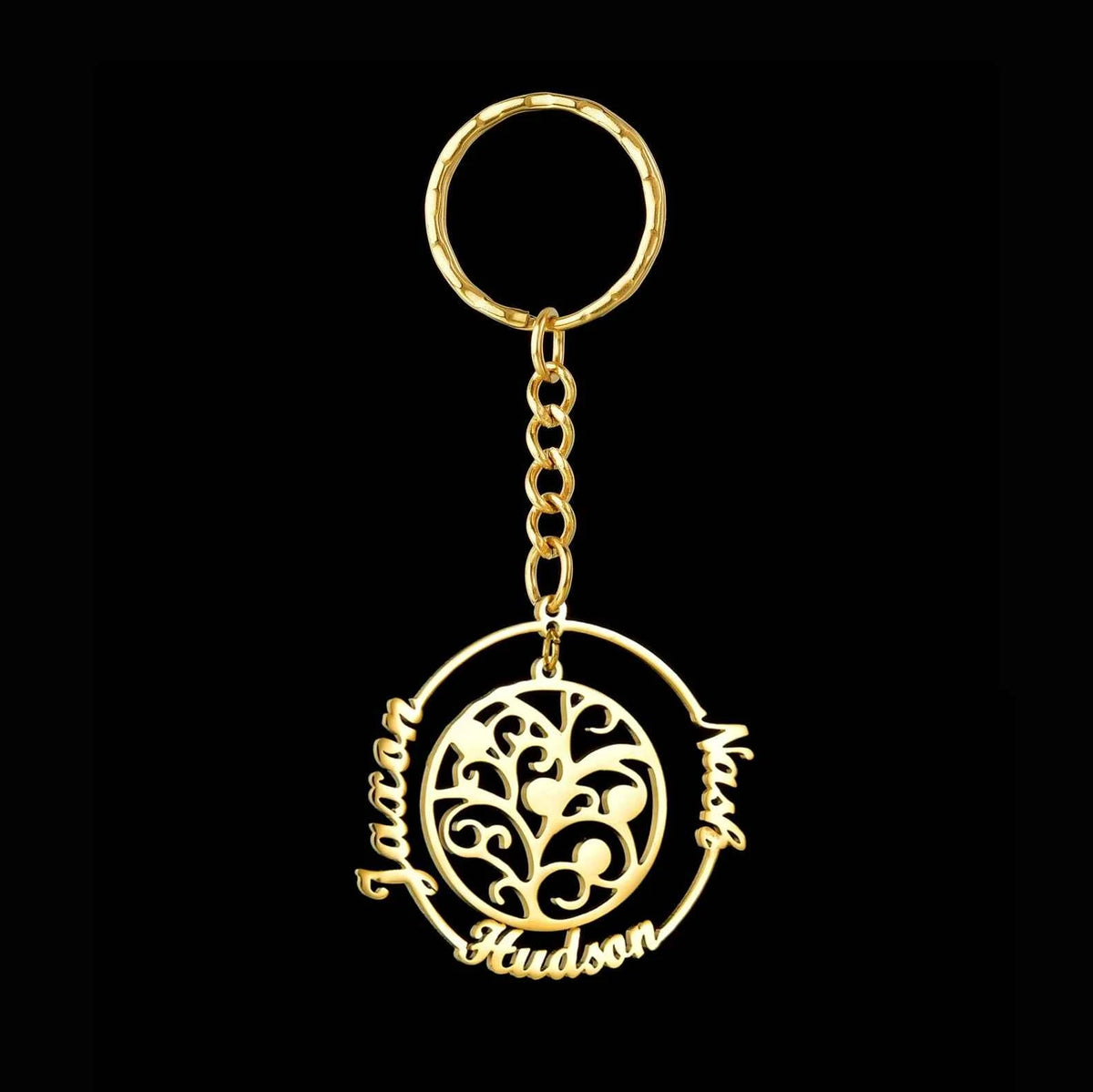 Custom Name Birthstone Tree of Life Keychain - Family Member