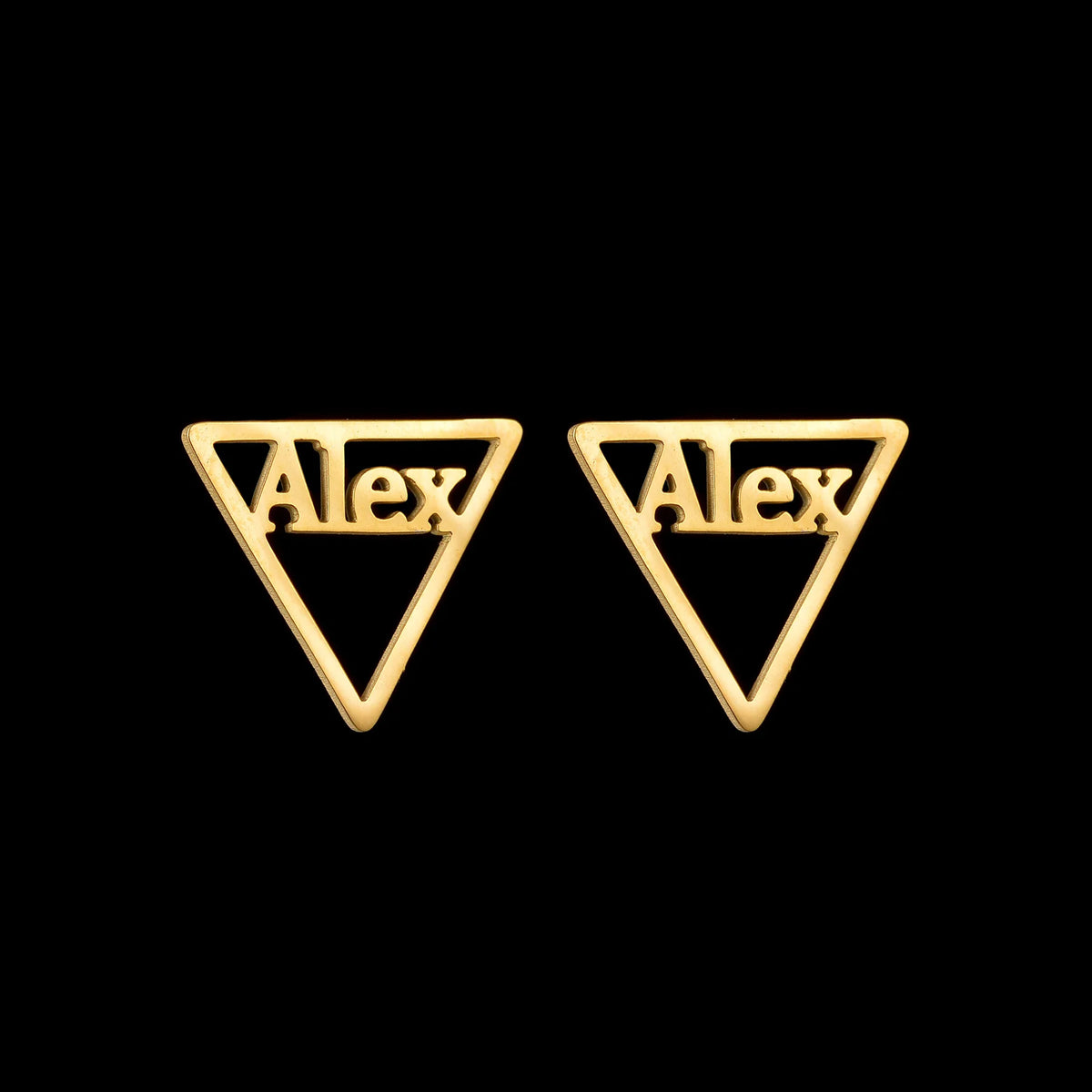 Custom Name Stud Earrings with Frosted Heart & Star - Stainless Steel - SHOPPERS' CASTLE