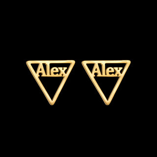 Custom Name Stud Earrings with Frosted Heart & Star - Stainless Steel - SHOPPERS' CASTLE