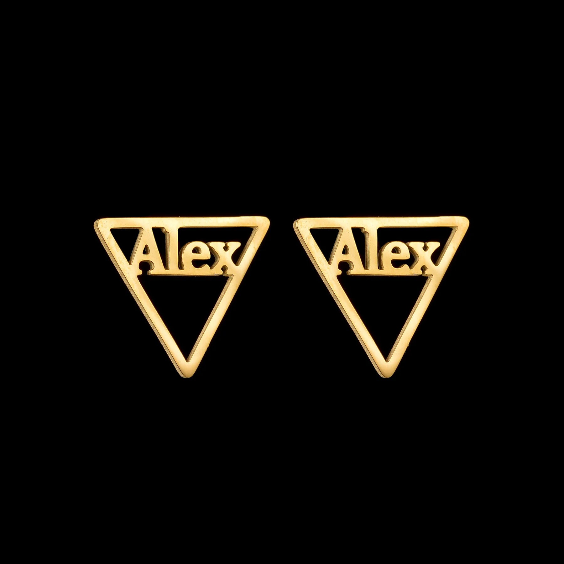 Custom Name Stud Earrings with Frosted Heart & Star - Stainless Steel - SHOPPERS' CASTLE
