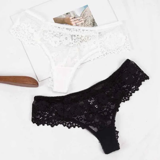 Floral Lace Brief - Cotton Crotch Breathable Low-Rise Panty