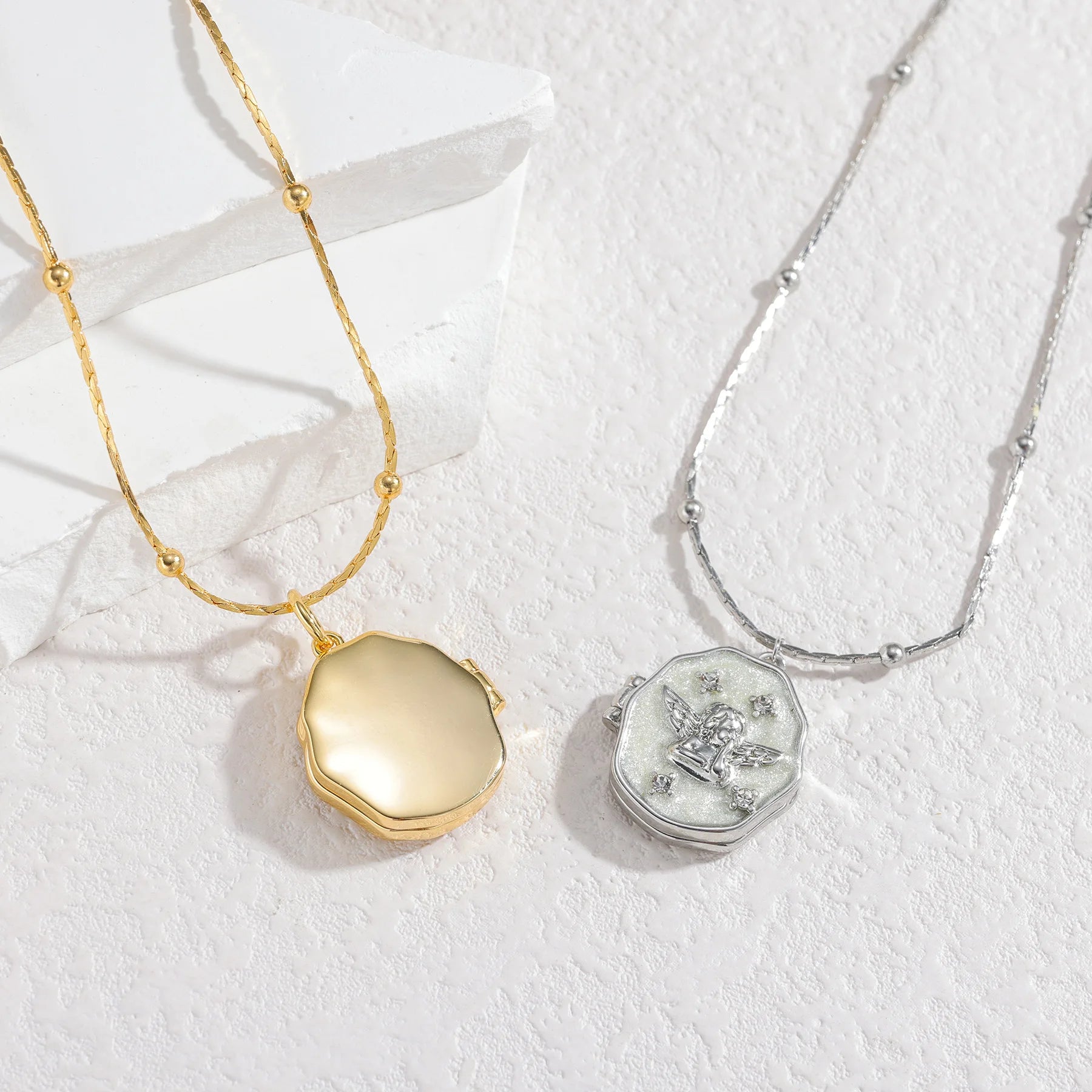 Personalized Photo Album Locket Necklace - Cross Butterfly Oval - SHOPPERS' CASTLE