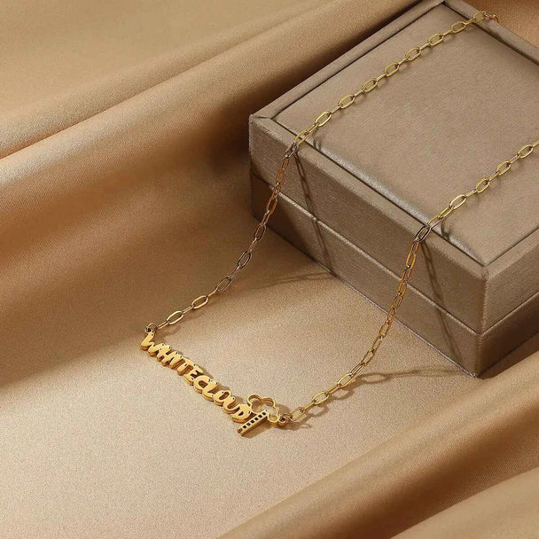 Geometric Ladder Name Necklace - Modern Statement Piece
