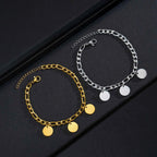 Engraved Name Thick Figaro Chain Bracelet - Stainless Steel