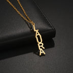 Personalized Vertical Name Necklace - Thick Chain Pendant - SHOPPERS' CASTLE