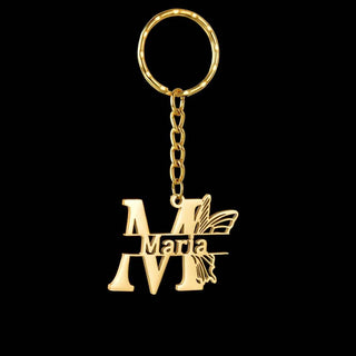 Personalized Name Heart Butterfly Keychain