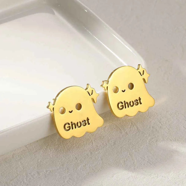Custom Ghost Name Earrings - Geometric Design