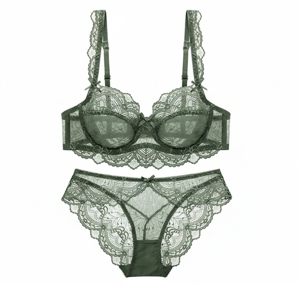 Ultra-Thin Transparent Bra Set - Plus Size D/E Cup