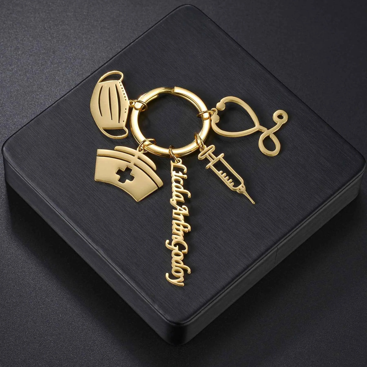 Personalized Hand Painted Name Date Keychain - Fashion Nameplate