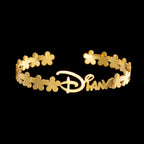 Custom Name Bangle with Zircon Flower - For Women & Kids - SHOPPERS' CASTLE