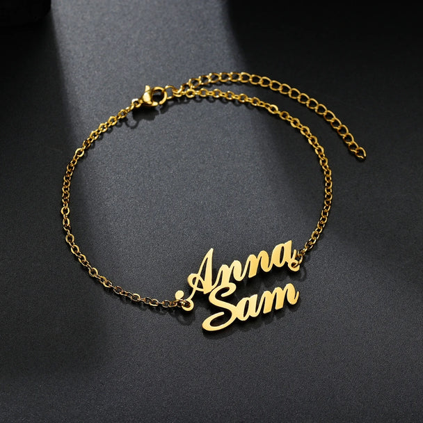 Custom Name Anklet - Thick Chain with Charms - SHOPPERS' CASTLE