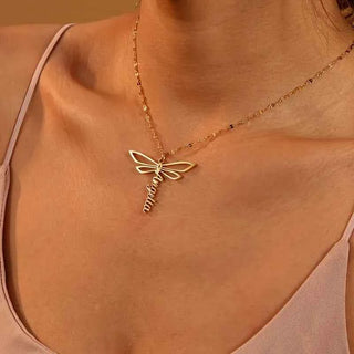 Dragonfly Name Clavicle Necklace - Bohemian Jewelry