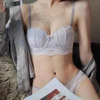 French Lace Embroidery Bra Set with Detachable Straps