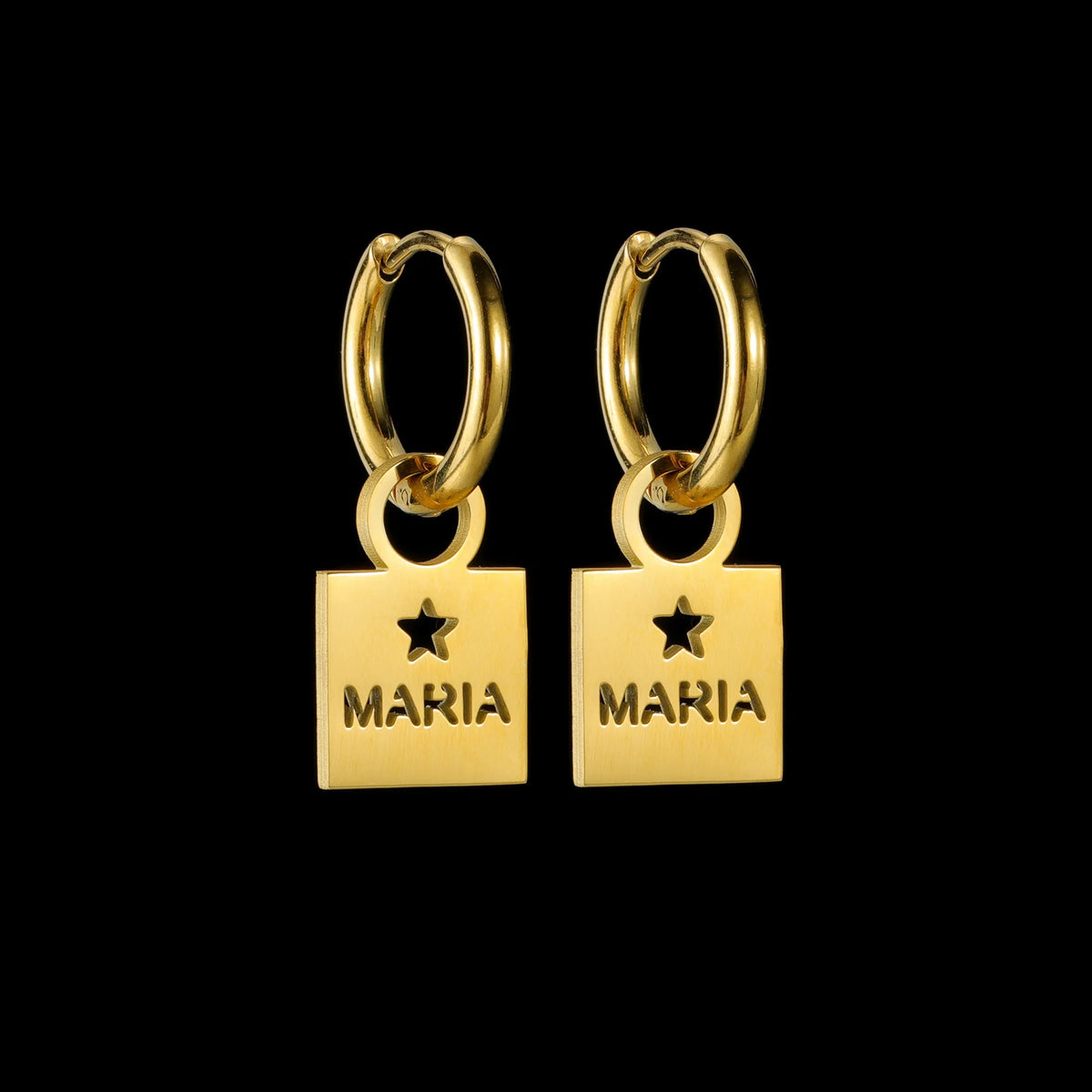 Custom Hollow Heart Name Earrings - Stainless Steel - SHOPPERS' CASTLE