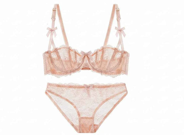 Embroidered Lace Half-Cup Bra