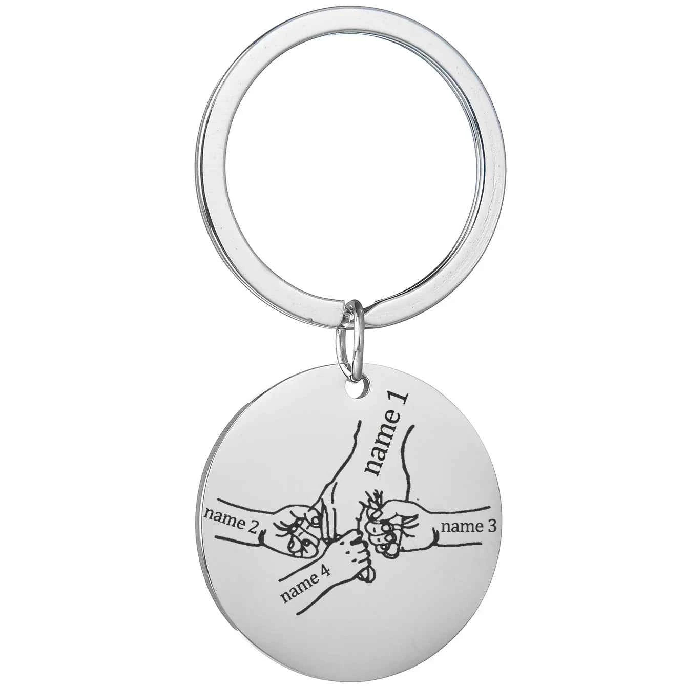 Personalized Heart Round Keychain - Engraving Words