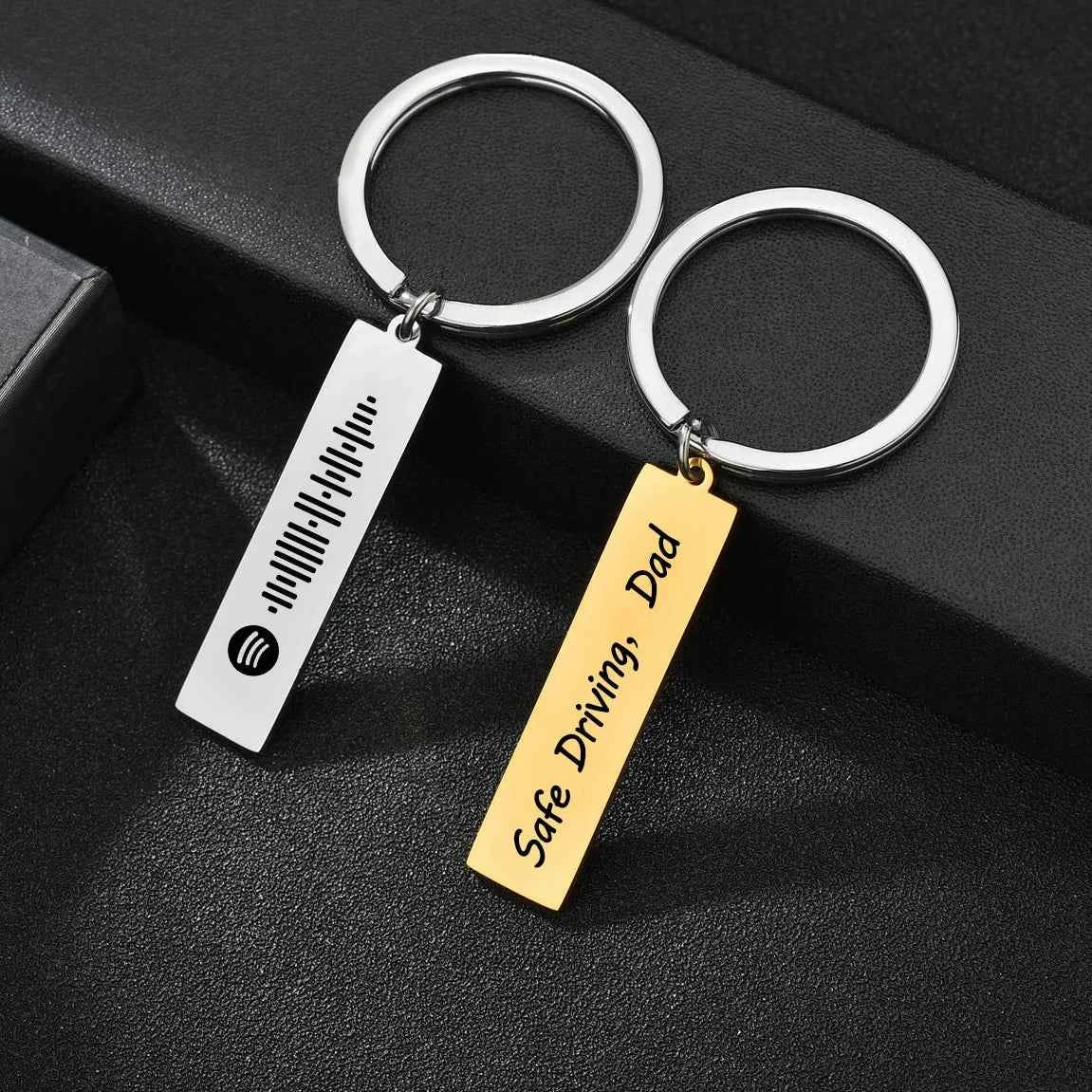 Custom Text Square Keychain - Engrave Name Date Sentence