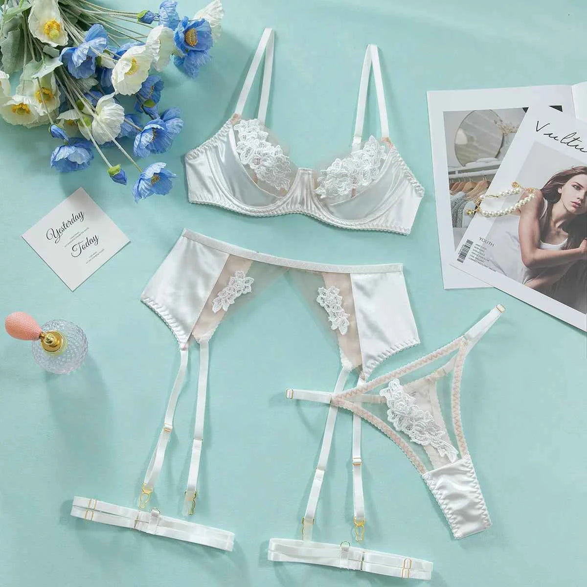 Floral Lace Brazilian Lingerie Set