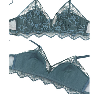Thin Cotton Triangle Cup Wire-Free Bra Set - SHOPPERS' CASTLE