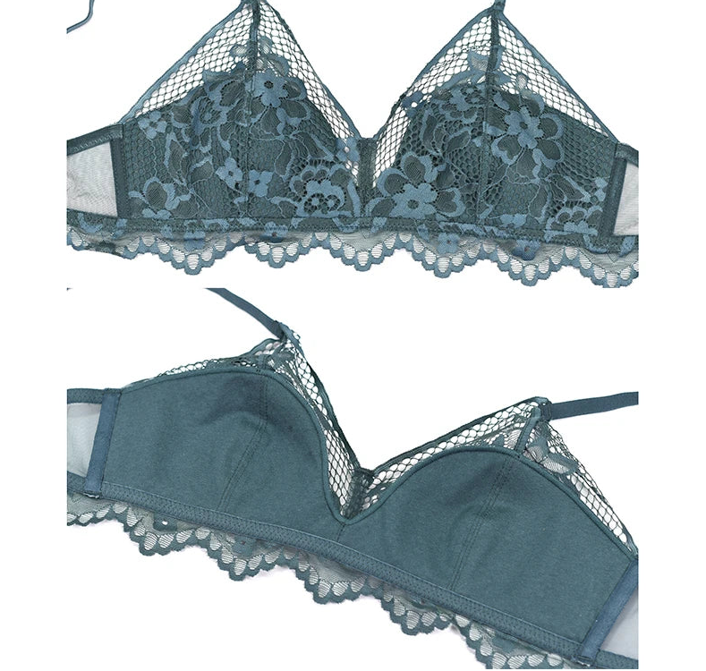 Thin Cotton Triangle Cup Wire-Free Bra Set - SHOPPERS' CASTLE
