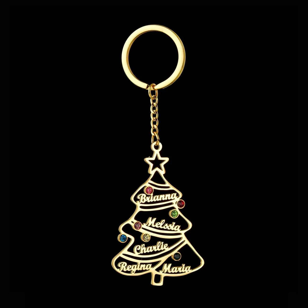 Custom Name Birthstone Tree of Life Keychain - Family Member