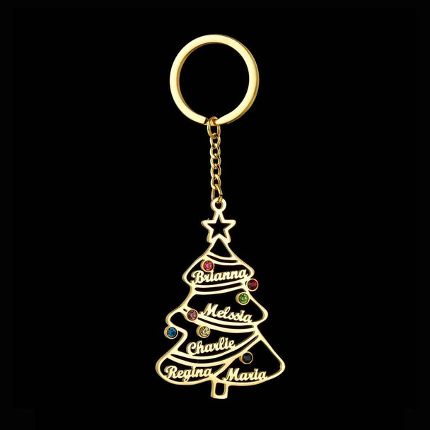 Custom Name Birthstone Tree of Life Keychain - Family Member